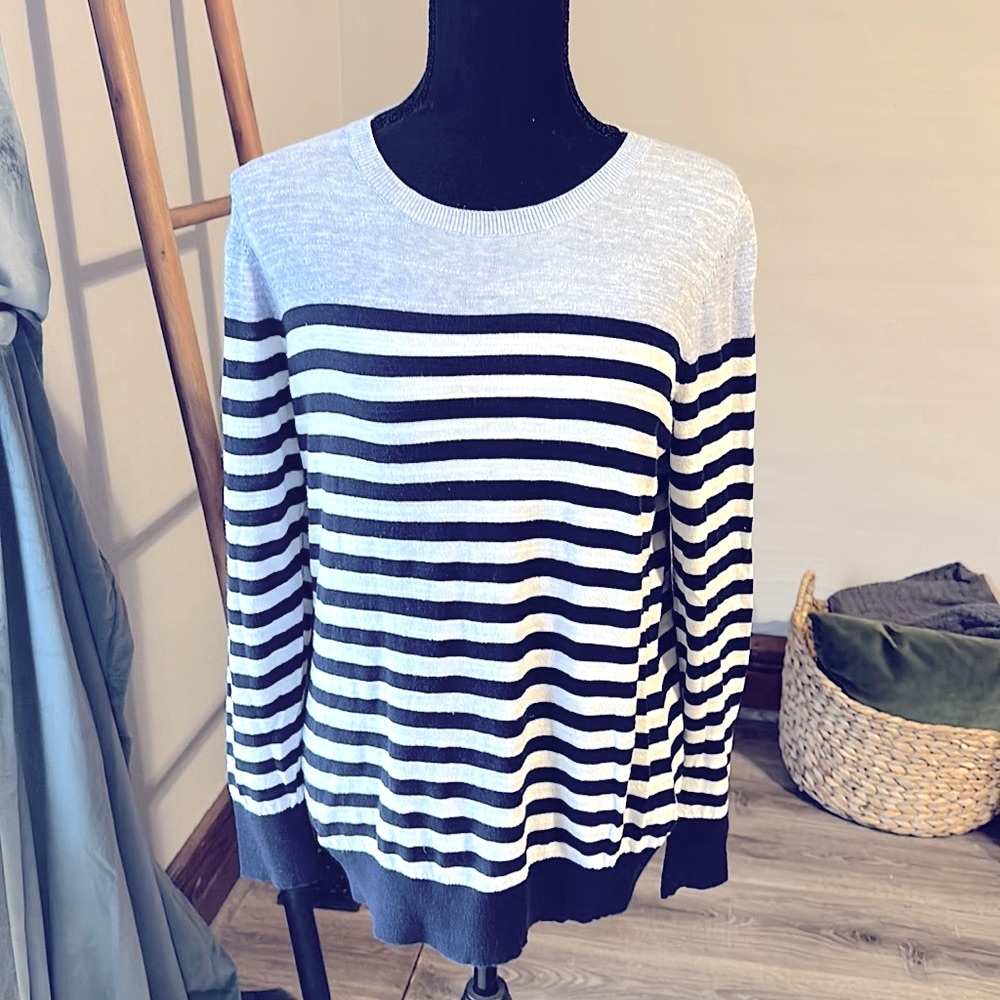 L.L. Bean Blue/Navy/White Striped Sweater